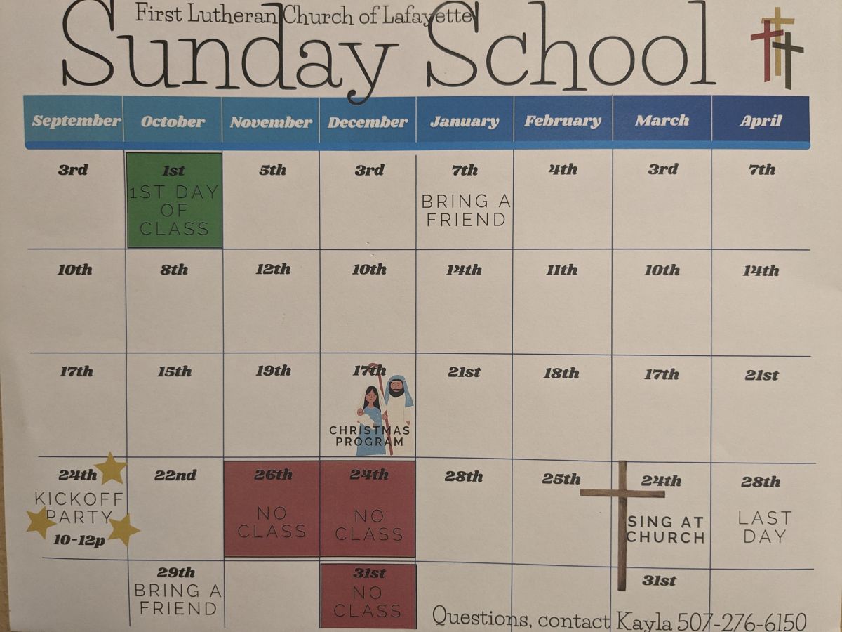 List of Sunday School dates