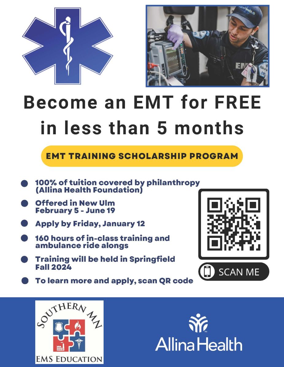 Informational Poster for Free training to become an EMT