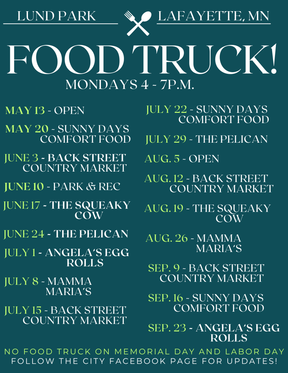 2024 Schedule of Monday Food Trucks 