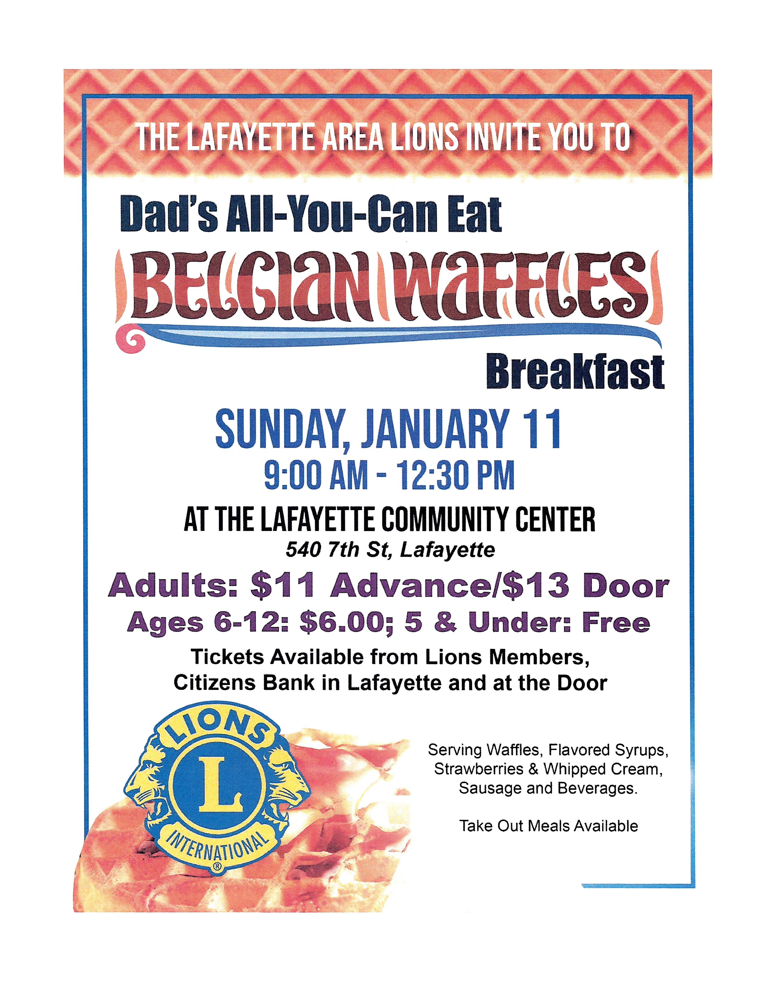 Information for the Dad's Belgian Waffle breakfast